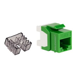 Keystone module, RJ45, category 5E, UTP, 180 degrees, with built-in shutter